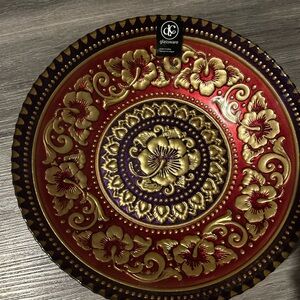 DC Red and Gold Floral decorative ‎ bowl